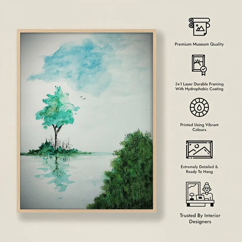 Verdant Shades Archival Paper Wall Art - Natural Brown Frame media 8