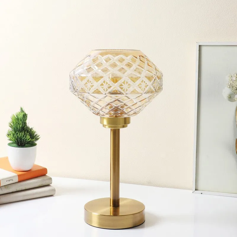 Loriella Elegant Mild Steel Table Lamp - Gold,Transparent media 4
