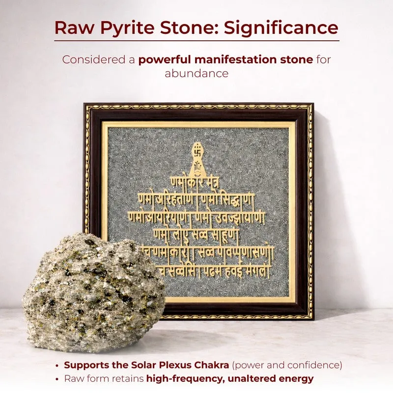 Navkar Mantra Pyrite & Wood Wall Art media 8