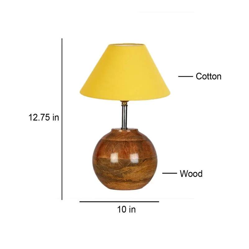 Auryon Cotton Table Lamp With Wooden Base - Yellow media 7