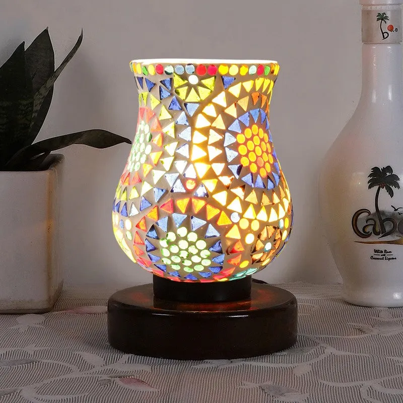 Sparkira Mosaic Glass Table Lamp With Wooden Base - Multicolor media 3