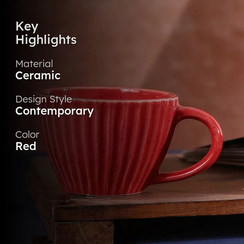 Agnese Ceramic Tea Cup (230 mL)/Red) media 2