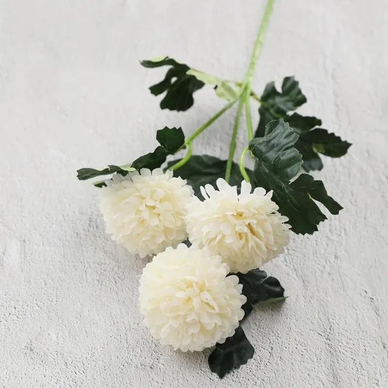 Hortensia Silk Chrysanthemum Artificial Flower - White media 7