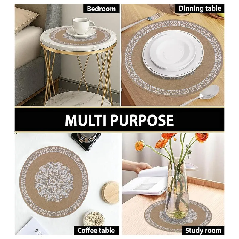 Mandala Beige Round PVC Table Mats - Set Of Four media 7