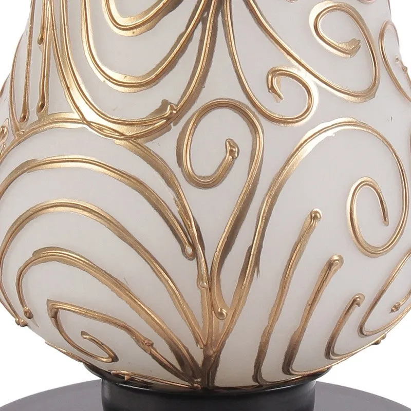 Celene Mosaic Glass Table Lamp With Wooden Base - White & Gold media 7