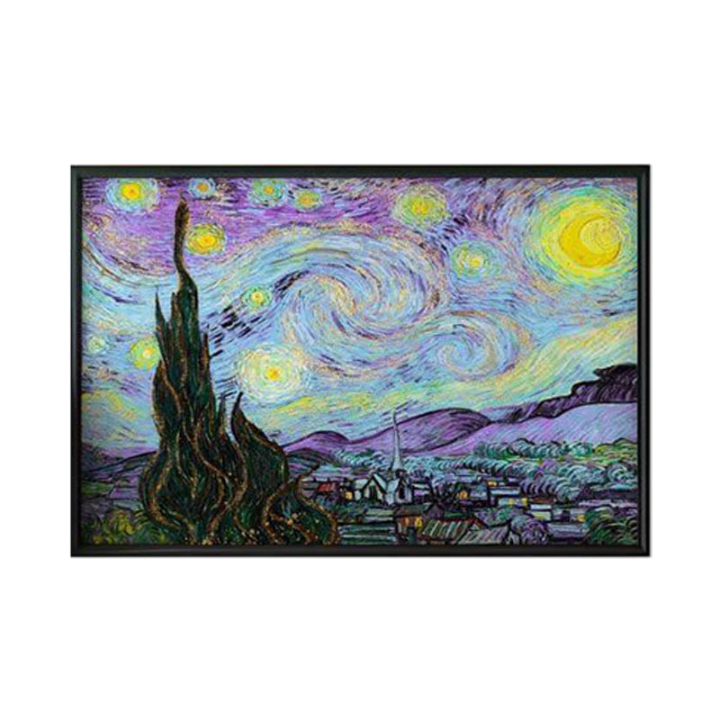 The Starry Night Canvas Wall Art - Black Frame media 6