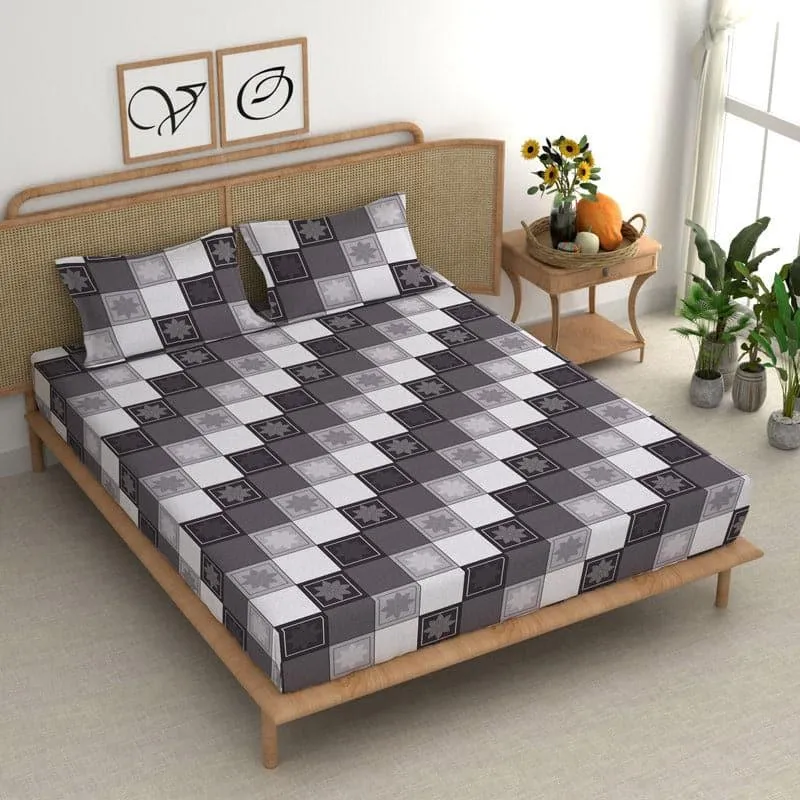 Raiva Printed Microfiber Bedsheet (Lava Grey) - 180 GSM media 4