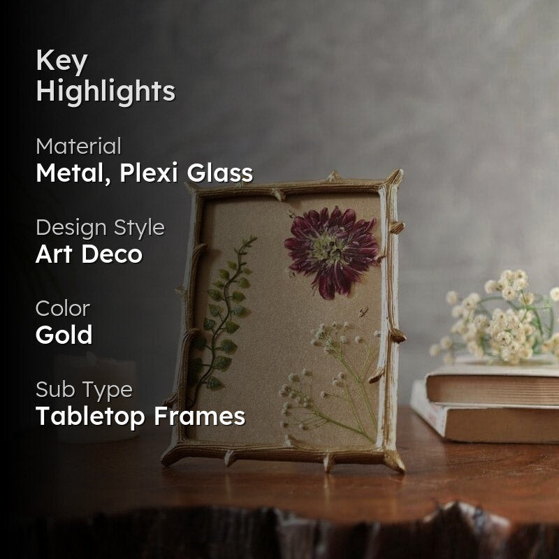 Twig Tag Metal Table Photo Frame - Gold media 2