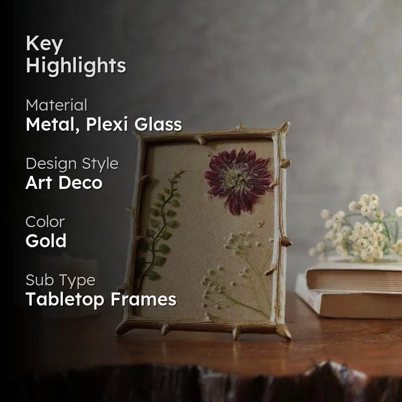 Twig Tag Metal Table Photo Frame - Gold media 2
