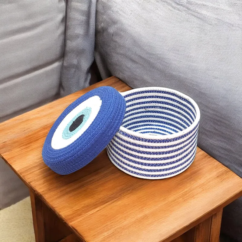 Evil Eye Cotton Storage Basket With Lid media 1
