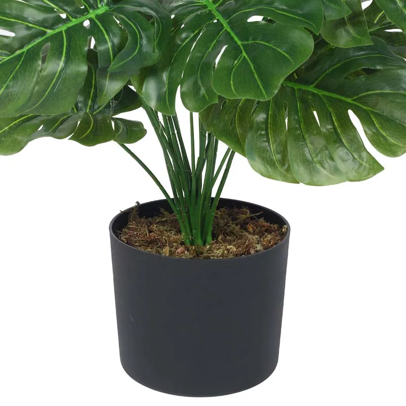 Faux Lush Monstera  Plant With Black Plastic Pot - 2.3 Feet media 6