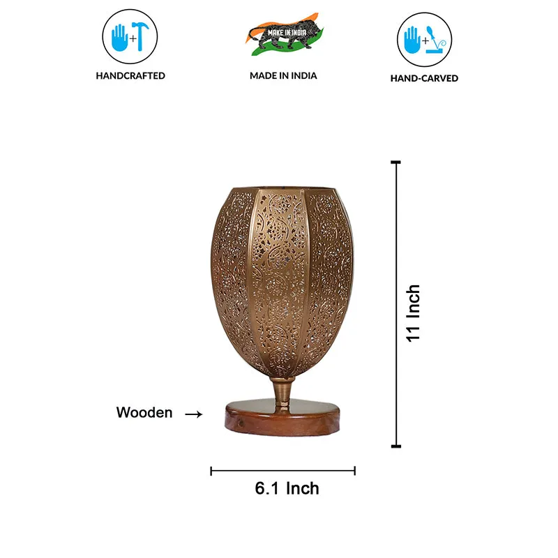 Mehela Etched Metal Table Lamp With Brown Base - Gold media 5