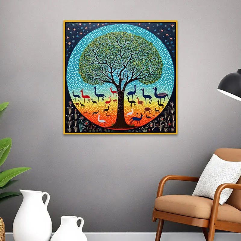 Tree & Fauna Canvas Wall Art With Frame media 1
