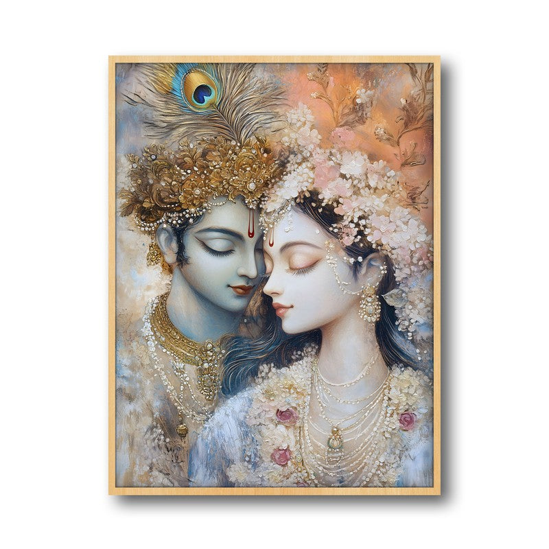 Radha Govindam Spiritual Archival Paper Archival Paper Wall Painting - Natural Brown Frame media 5