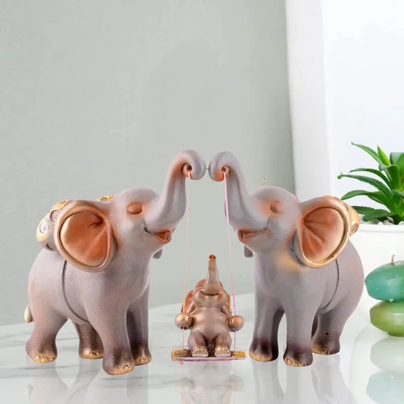 Tiny Tuskers Painted Polyresin Show Piece - Grey media 1