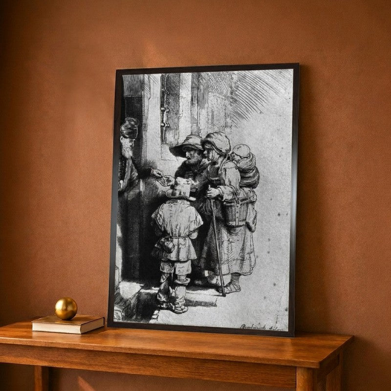 Beggars On The Doorstep Of A House Canvas Wall Painting - 9 x 12 Inches
