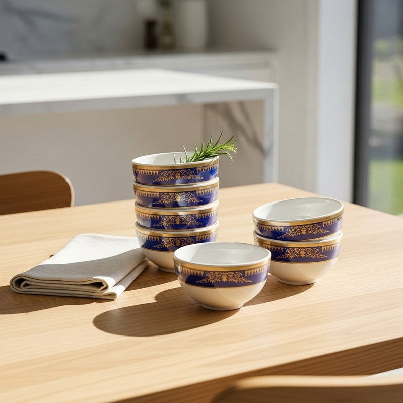 Blue Crown Melamine Snack Bowls (140 mL Each) - Set of Six - 140 mL