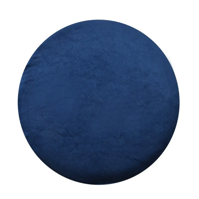Classic Solid Velvet Ottoman - Blue media 5
