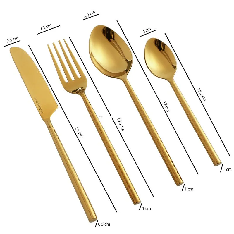 Lunaro Stainless Steel Cutlery Set (Gold) - Sixteen Piece Set media 6