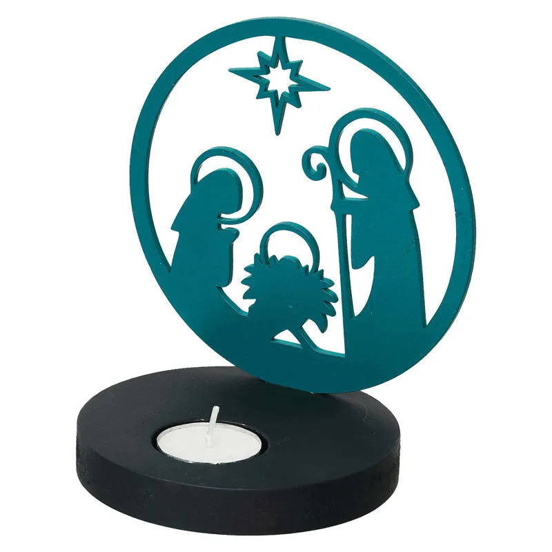 Star Of Bethlehem Wood Tea Light Holder - Green media 7