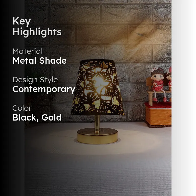 Alba Flora Etched Metal Table Lamp - Black,Gold media 2