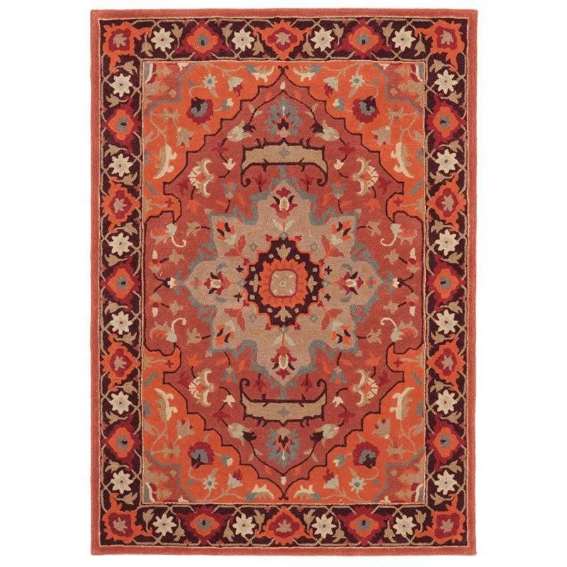 Nephthys Hand Tufted Ethnic Wool & Nylon Carpet - Rust Red media 1