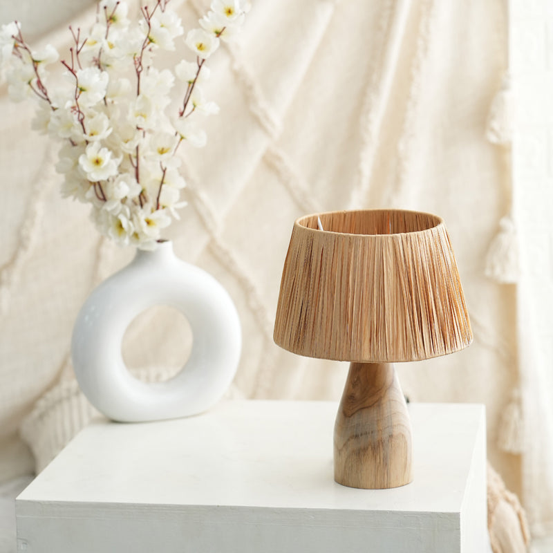 RaffLit Rattan Mango Wood Table Lamp - Beige media 3