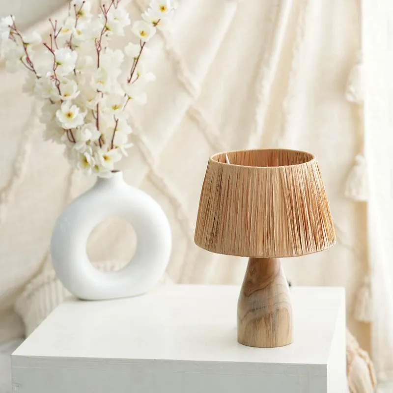 RaffLit Rattan Mango Wood Table Lamp - Beige media 3