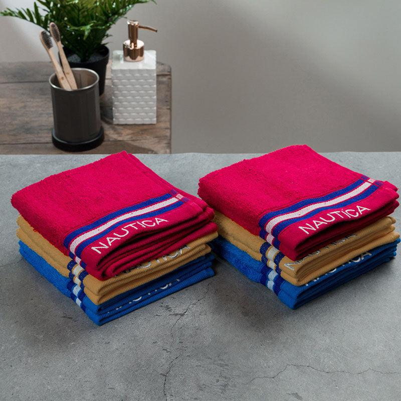 Nautica Dove Down Cotton Face Towel (Beige, Burgundy & Blue) - Set Of Twelve media 3
