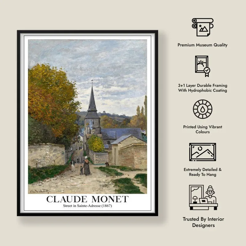 Street In Sainte Adresse Archival Canvas Wall Painting - Black Frame media 8
