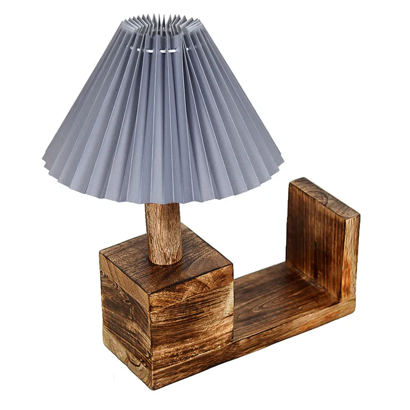 Sentry Pleated Fabric Table Lamp - Grey,Brown media 5