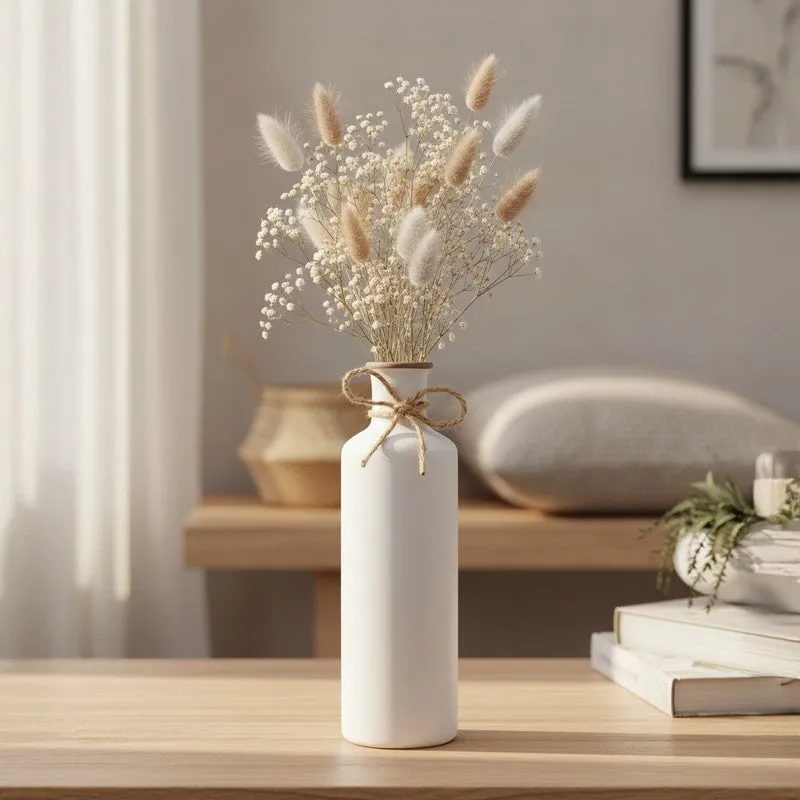 Elara Tall Minimal Ceramic Vase - White media 4