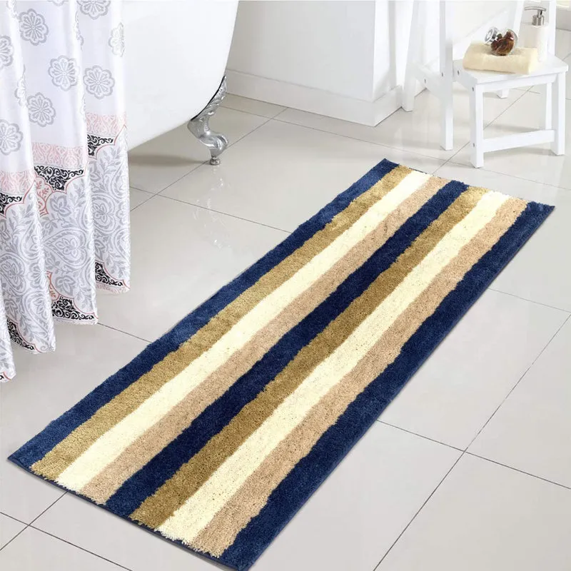 Jericho Luxe Micro Fiber Runner Rug - Blue, Beige media 3