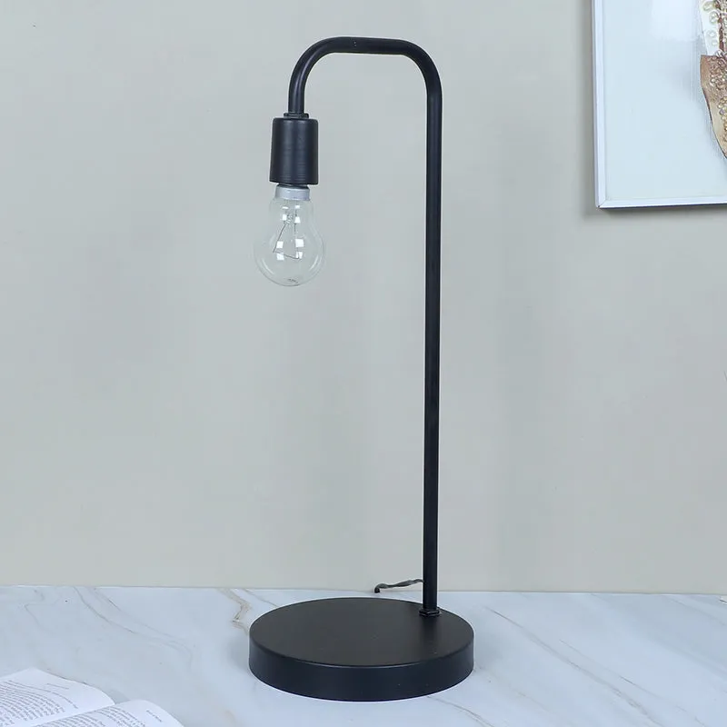 Amber Aura Solid Arched Iron Table Lamp - Black media 3