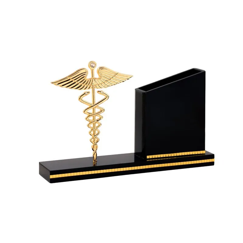 Medico Noir 24K Gold Plated Mild Steel Pen Stand media 4