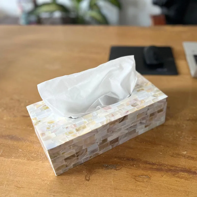 Suzzaine Handcrafted Mother Of Pearl Tissue Box media 1