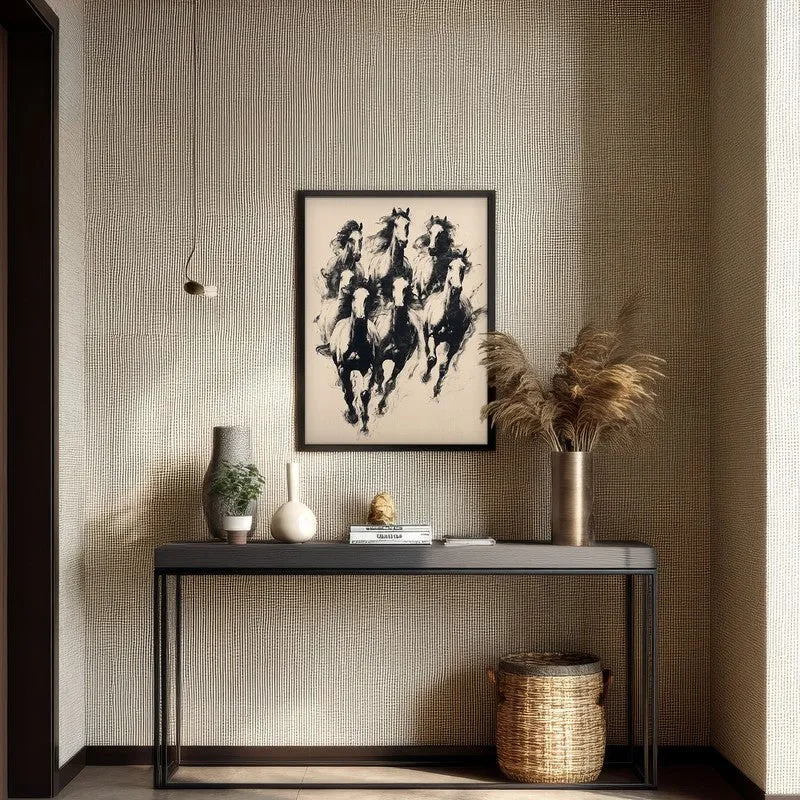 Wild Horses Wall Painting With Black Frame media 7