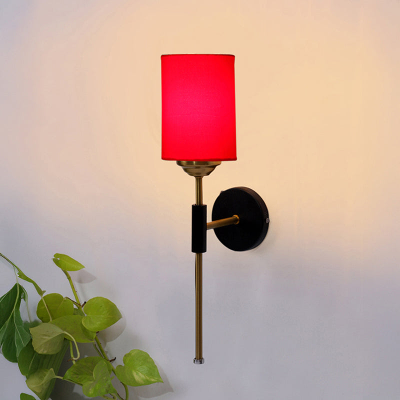 Beryll Cylindrical Steel & Cotton Wall Lamp - Red