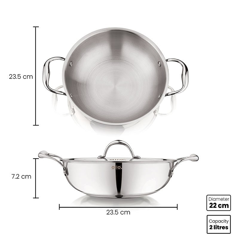 Suko Induction Safe Kadhai With Lid - 2000 mL / 9 Inches media 9