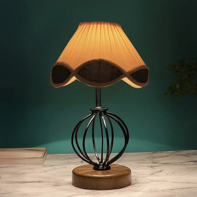Aurilia Cotton Table Lamp With Wooden Base media 1