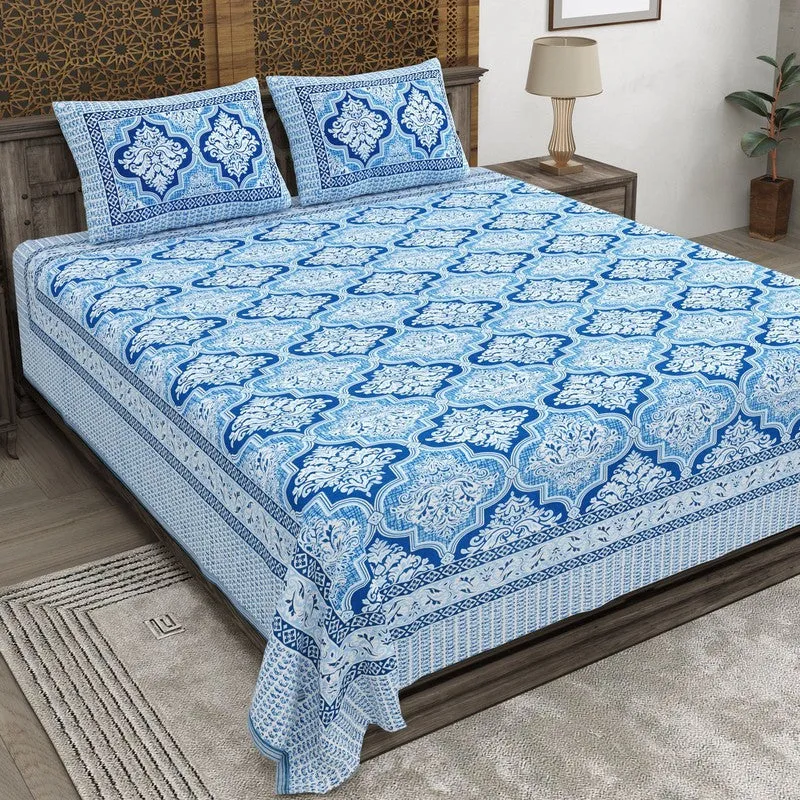 Craftva Cotton Bedsheet (Blue) - 240 TC media 1
