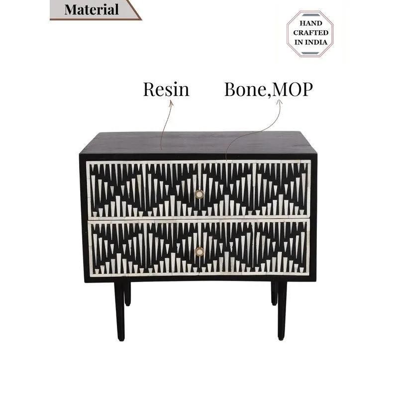 Modern Black Mother of Pearl Bedside Table media 8