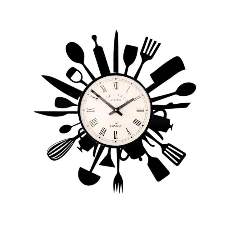 Culinora Steel Analog Wall Clock - Black media 4