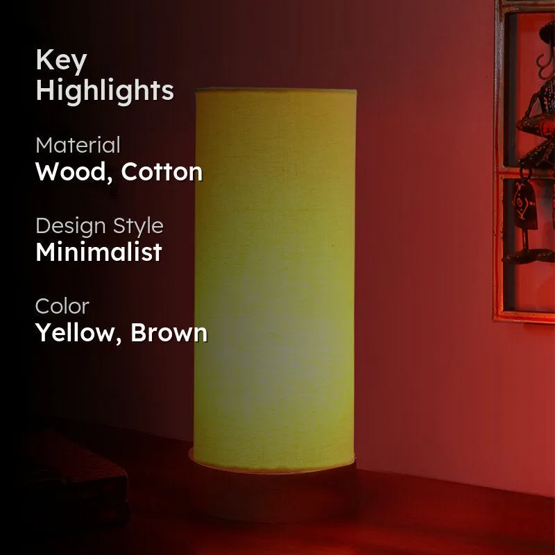 Nyra Tower Wooden Table Lamp - Yellow,Brown media 2
