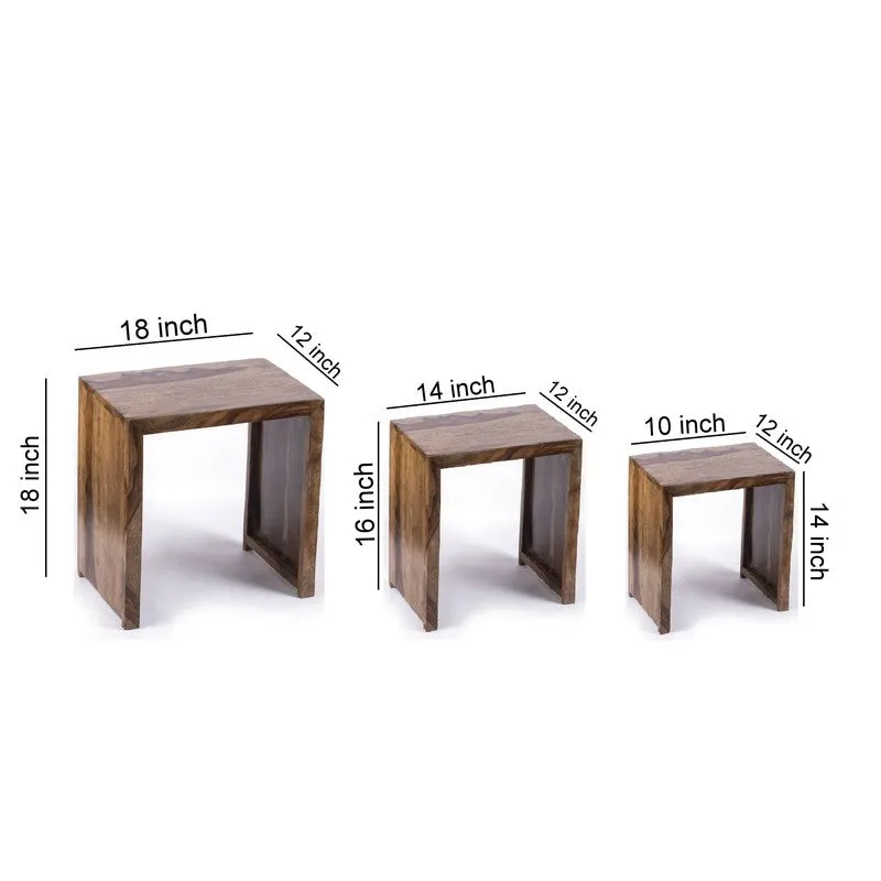 Sverox Sheesham Wooden Side & Bedside Table (Dark Brown) - Set Of Three media 9