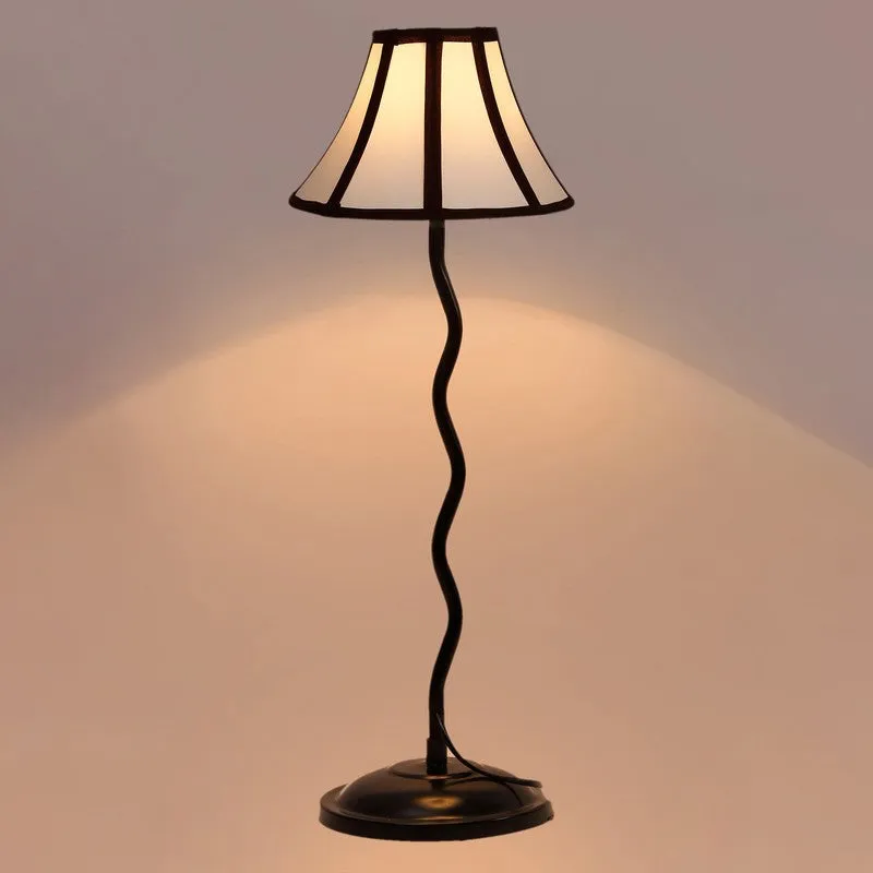 Amberal Cotton Table Lamp With Iron Base - White media 1