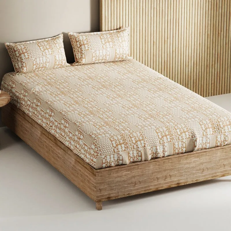 Ulven Cotton Bedsheet (Brown) - 144 TC media 1