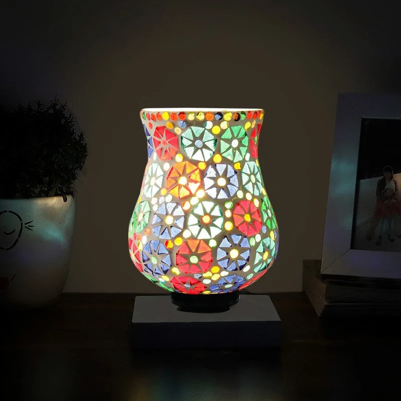 Lumera Mosaic Glass Table Lamp With Wooden Base - Multicolor media 3