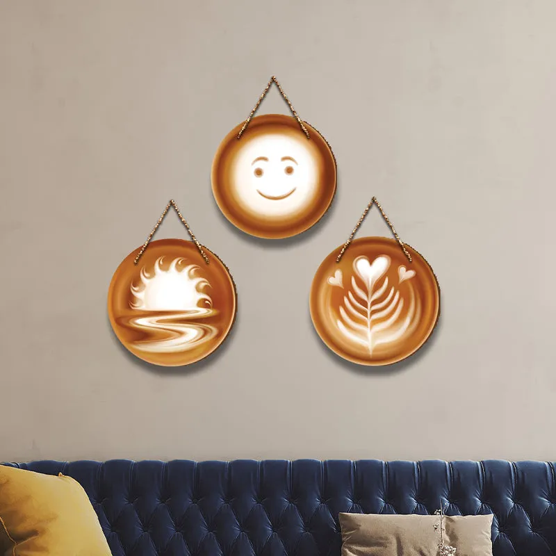 Latte Art Wood MDF Wall Hanging - Set Of Three media 4