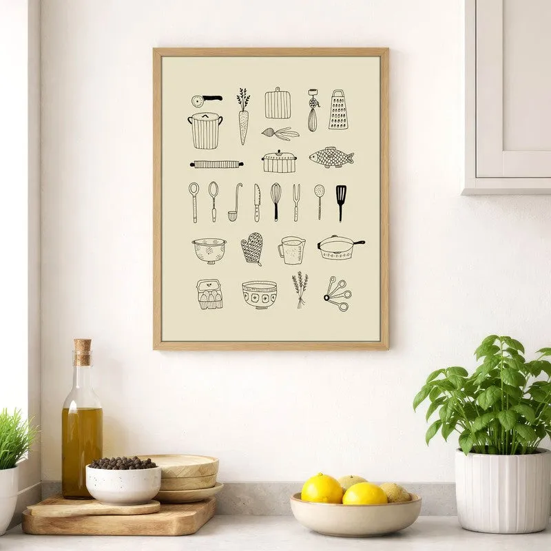 Kitchen Script Archival Canvas Wall Art - Black media 4